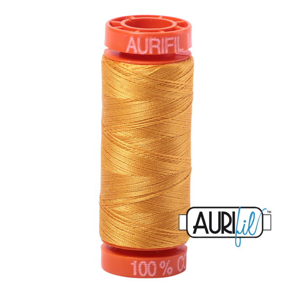 Aurifil Cotton Mako Thread - 50wt - 220m Spool - Orange Mustard - BMK50 2140 For Sale