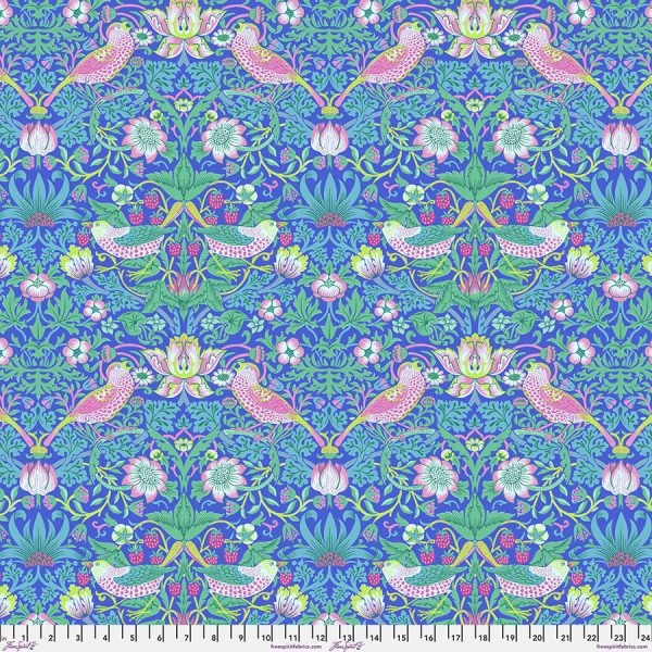 Kaffe x Morris & Co. - Strawberry Thief in Blue - Kaffe Fassett and William Morris - PWKW013.BLUE - Half Yard Cheap