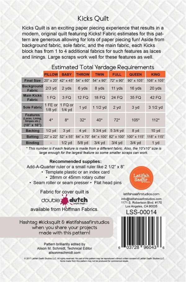 PREORDER - Kicks Quilt Pattern - Latifah Saafir Studios - P256-KICKS - Printed Pattern Discount - Image 2