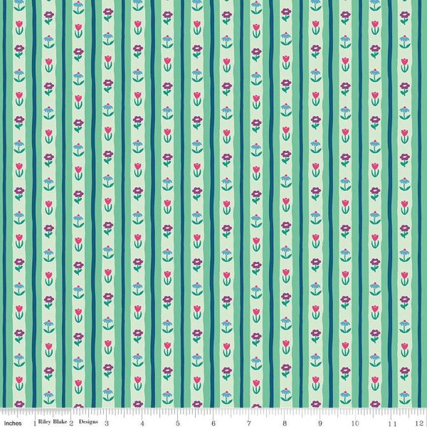 PREORDER - The Genesis of a Journey - Bavarian Blooms in Mint - Genesis Hall - C16934-MINT - Half Yard For Cheap