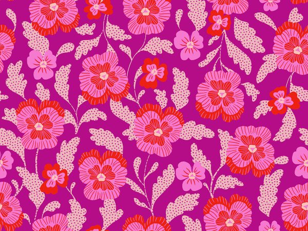 PREORDER - Hello Alice - Violets in Berry - Sarah Watts - RS2126 13 - Half Yard For Cheap