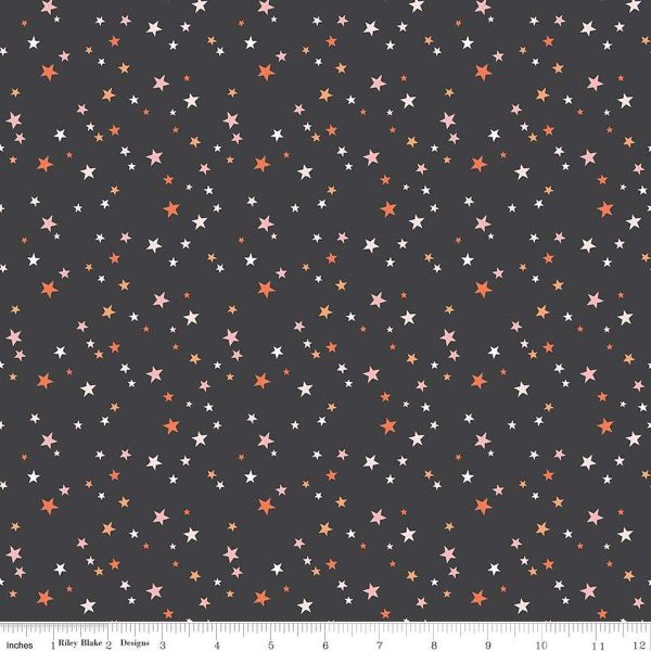 PREORDER - Hey Pumpkin - Stars in Charcoal - My Mind s Eye - C16037-CHARCOAL - Half Yard For Sale