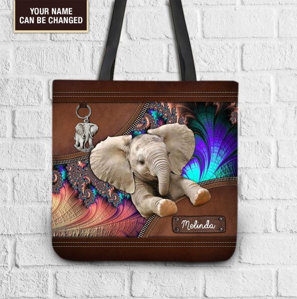 Personalized Elephant All Over Tote Bag, Personalized Gift for Elephant Lovers - TO232PS06 Online